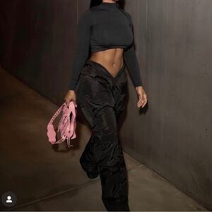 Varenne V Cut slush Pants Nylon Adjustable Ankle Slouchy ruched L